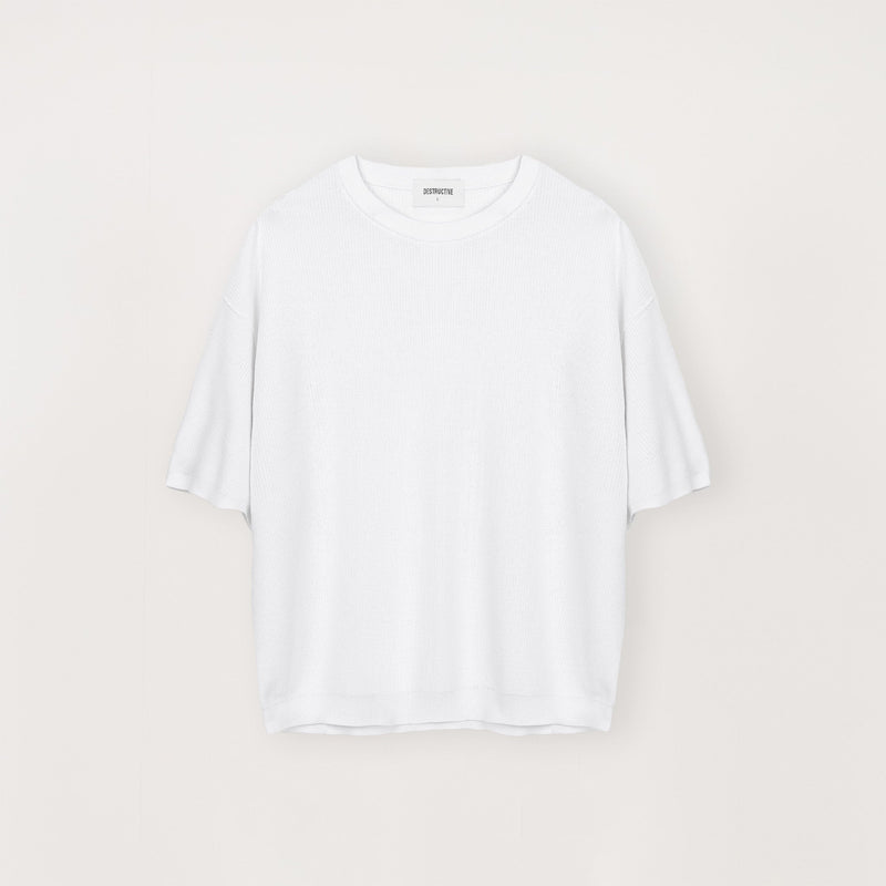Knit T-Shirt - White - Destructive