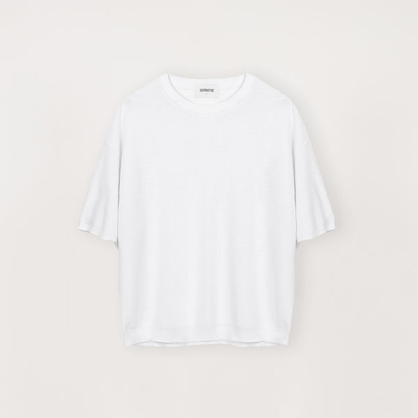 Knit T-Shirt - White - Destructive