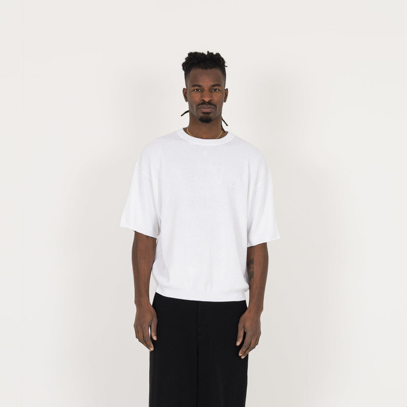 Knit T-Shirt - White - Destructive