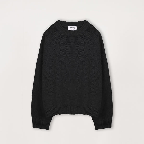 Knitted Sweatshirt - Black - Destructive