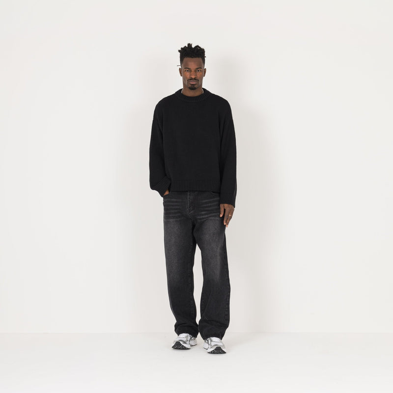 Knitted Sweatshirt - Black - Destructive
