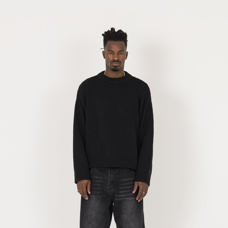 Knitted Sweatshirt - Black - Destructive