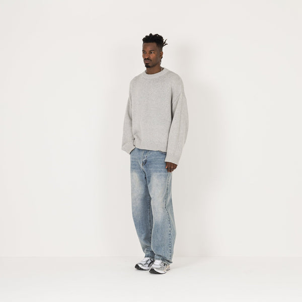 Knitted Sweatshirt - Light Grey - Destructive