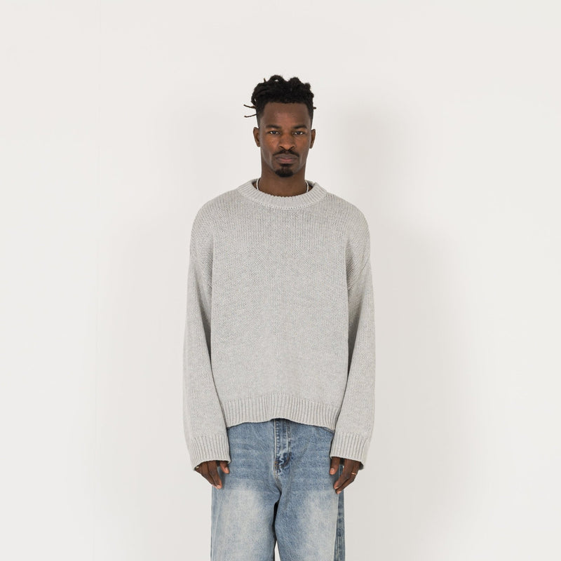Knitted Sweatshirt - Light Grey - Destructive