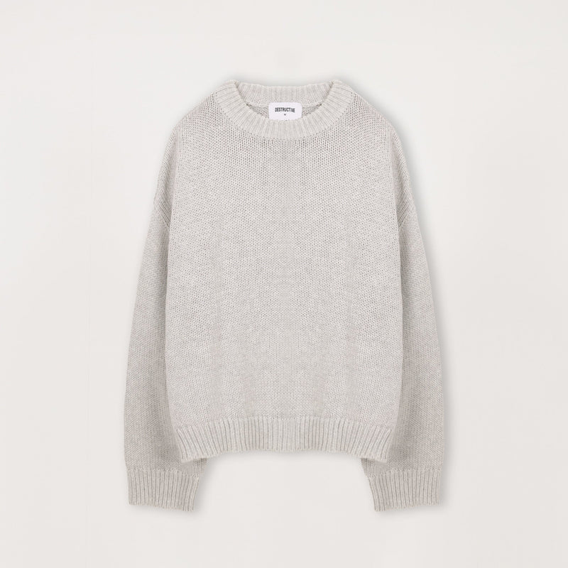 Knitted Sweatshirt - Light Grey - Destructive