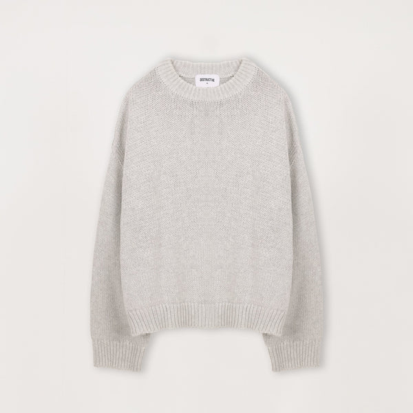 Knitted Sweatshirt - Light Grey - Destructive