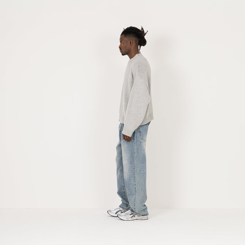 Knitted Sweatshirt - Light Grey - Destructive
