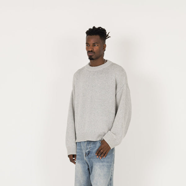 Knitted Sweatshirt - Light Grey - Destructive