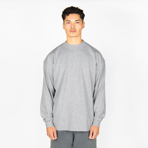 Long Sleeve T-Shirt - Light Marl Grey - Destructive