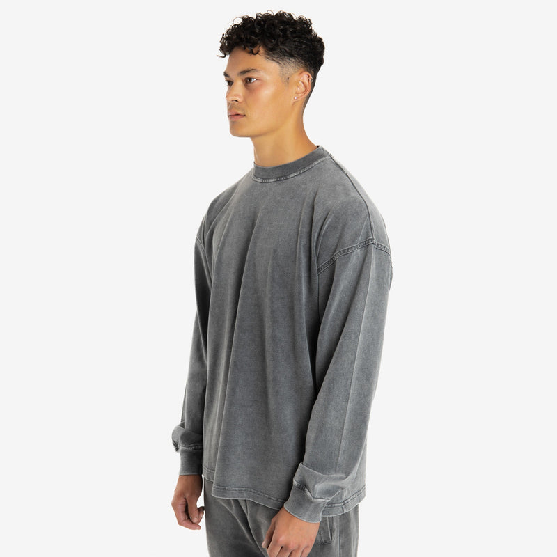 Long Sleeve T-Shirt - Vintage Grey - Destructive