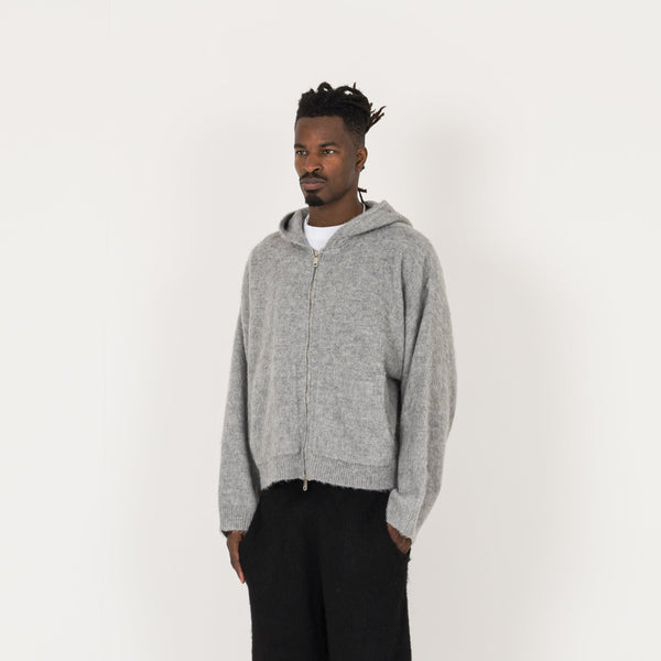 Mohair Zip Hoodie - Glacial Grey - Destructive
