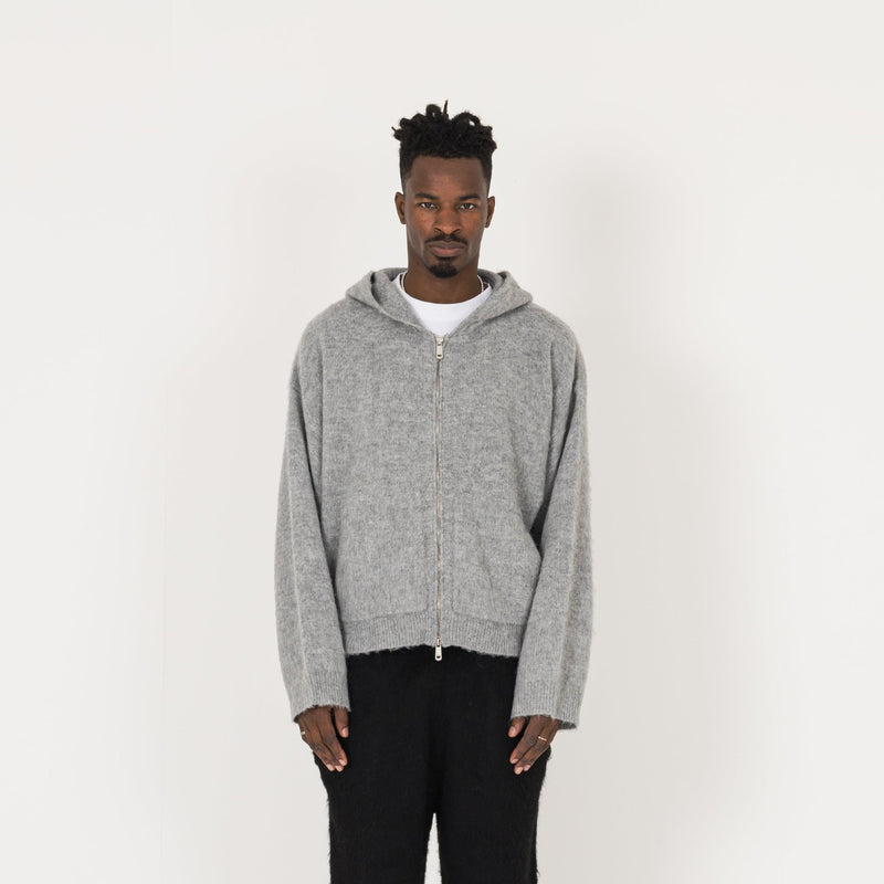 Mohair Zip Hoodie - Glacial Grey - Destructive