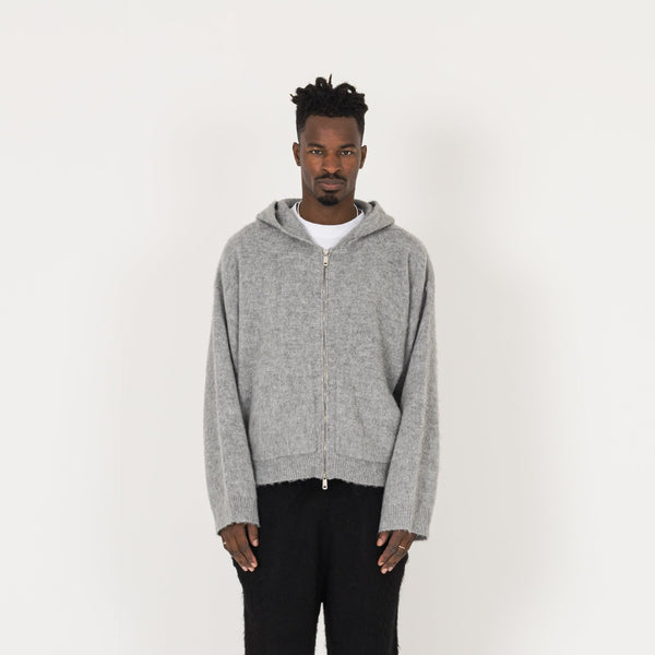 Mohair Zip Hoodie - Glacial Grey - Destructive