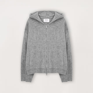 Mohair Zip Hoodie - Glacial Grey - Destructive