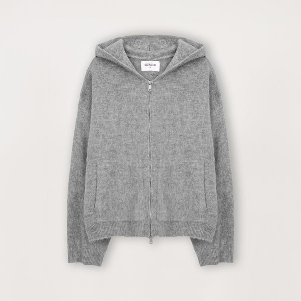 Mohair Zip Hoodie - Glacial Grey - Destructive