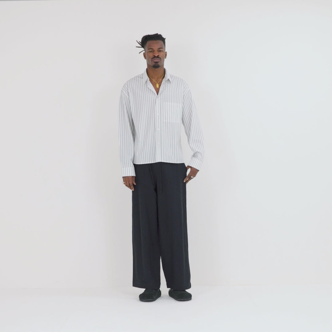 Cropped Long Sleeve Shirt - White Pinstripe – Destructive