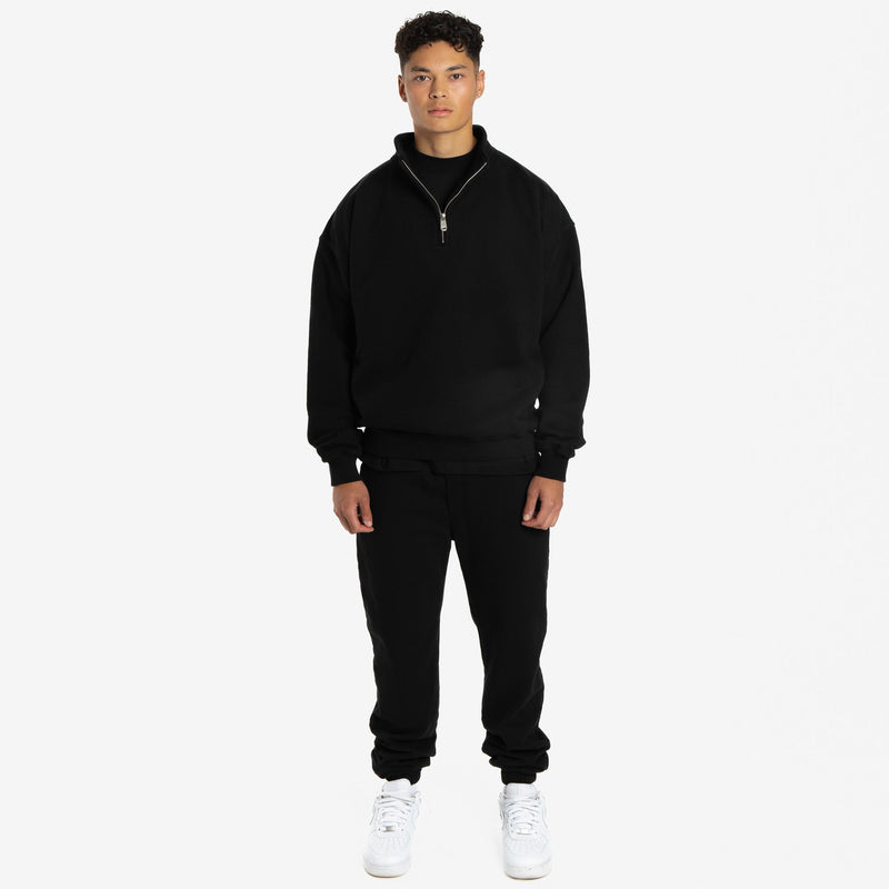 Quarter Zip Sweatshirt - Black - Destructive