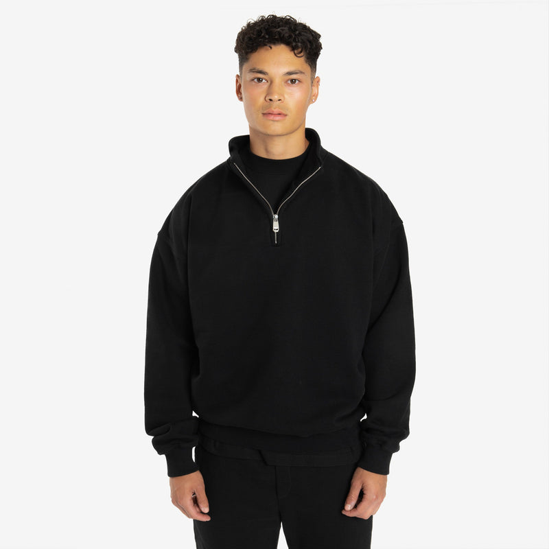 Quarter Zip Sweatshirt - Black - Destructive