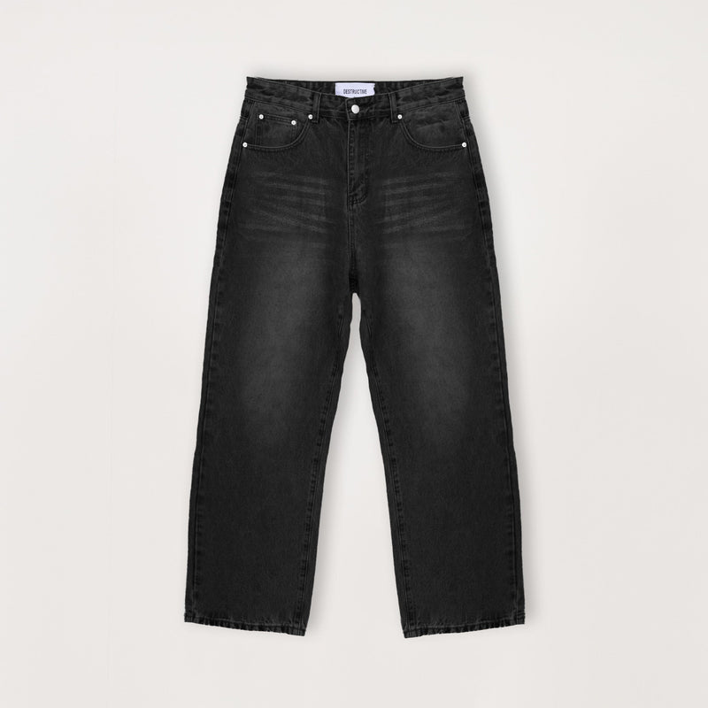 Relaxed Denim - Vintage Black - Destructive
