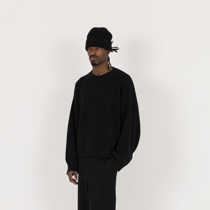 Ribbed Beanie - Black - Destructive