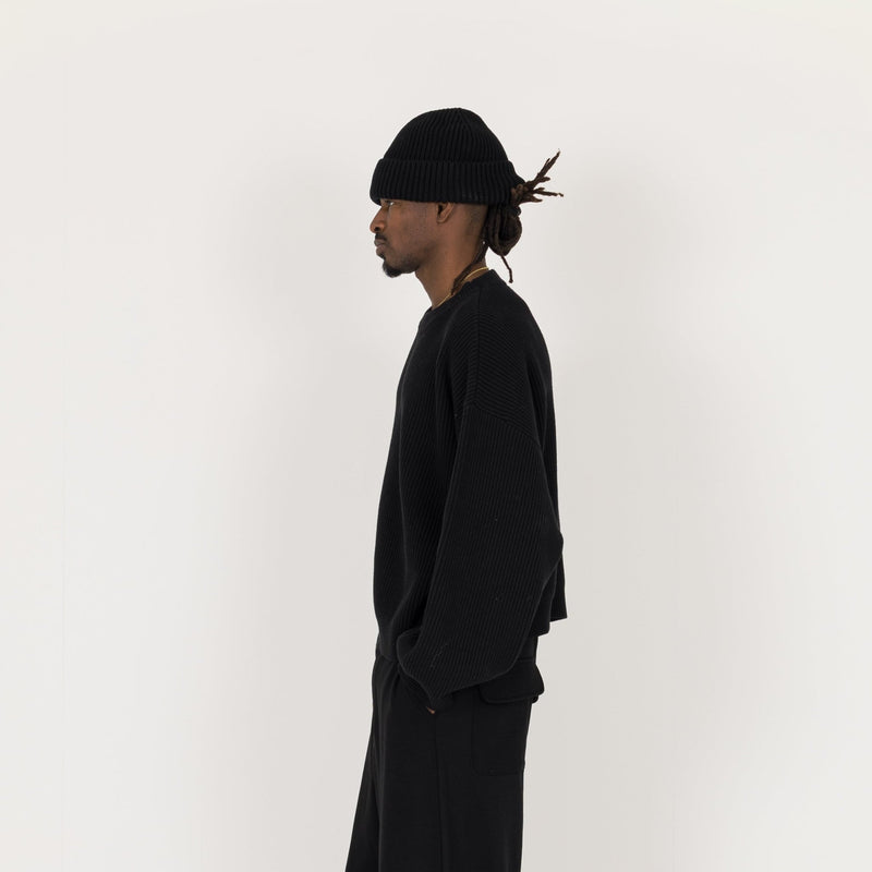 Ribbed Beanie - Black - Destructive