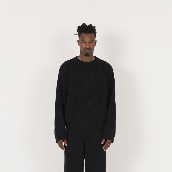 Ribbed Sweatshirt - Black - Destructive