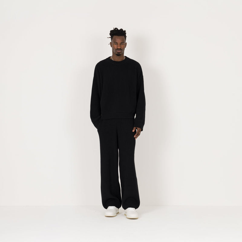 Ribbed Sweatshirt - Black - Destructive