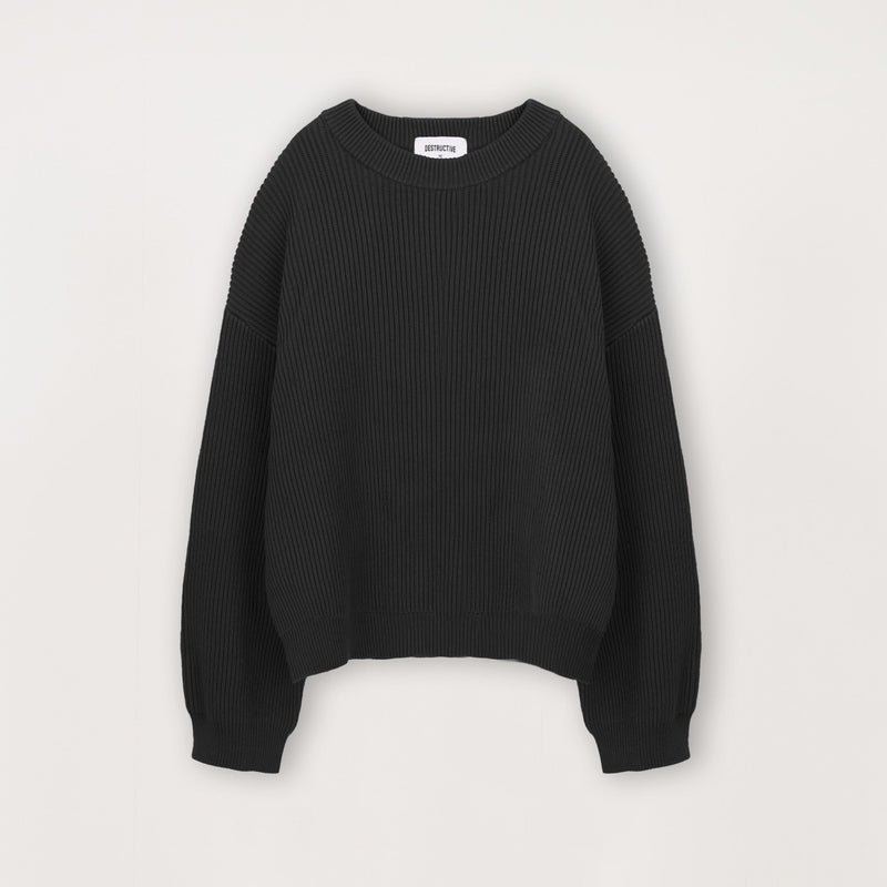 Ribbed Sweatshirt - Black - Destructive