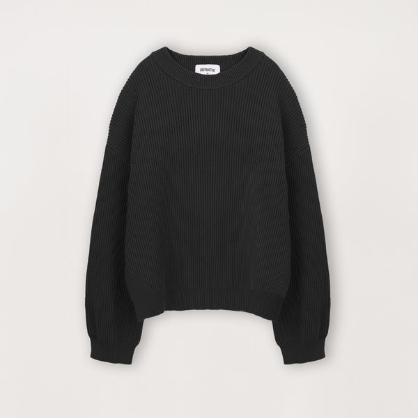 Ribbed Sweatshirt - Black - Destructive