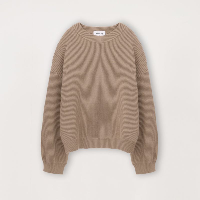 Ribbed Sweatshirt - Mink - Destructive