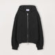 Ribbed Zip Hoodie - Black - Destructive
