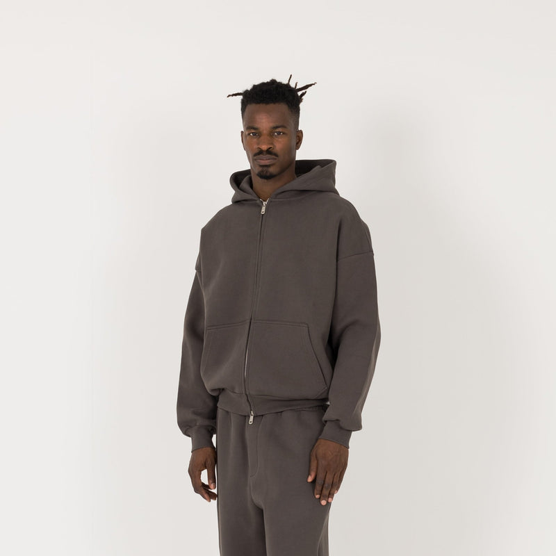 Sculpt Zip Hoodie - Moor Brown - Destructive