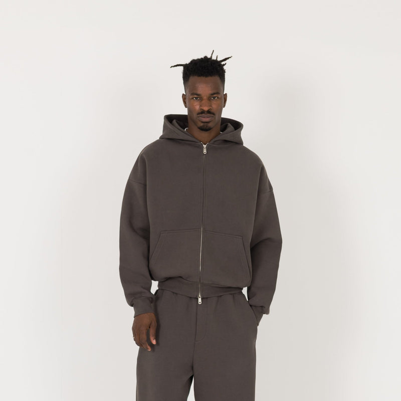 Sculpt Zip Hoodie - Moor Brown - Destructive