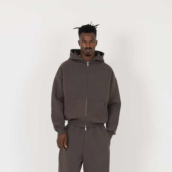 Sculpt Zip Hoodie - Moor Brown - Destructive