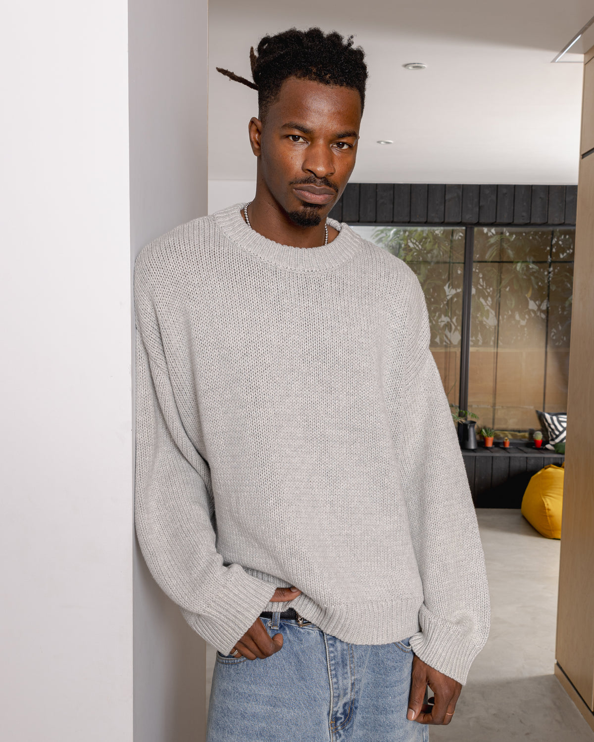 Knitted Sweatshirt - Light Grey campaign image 1