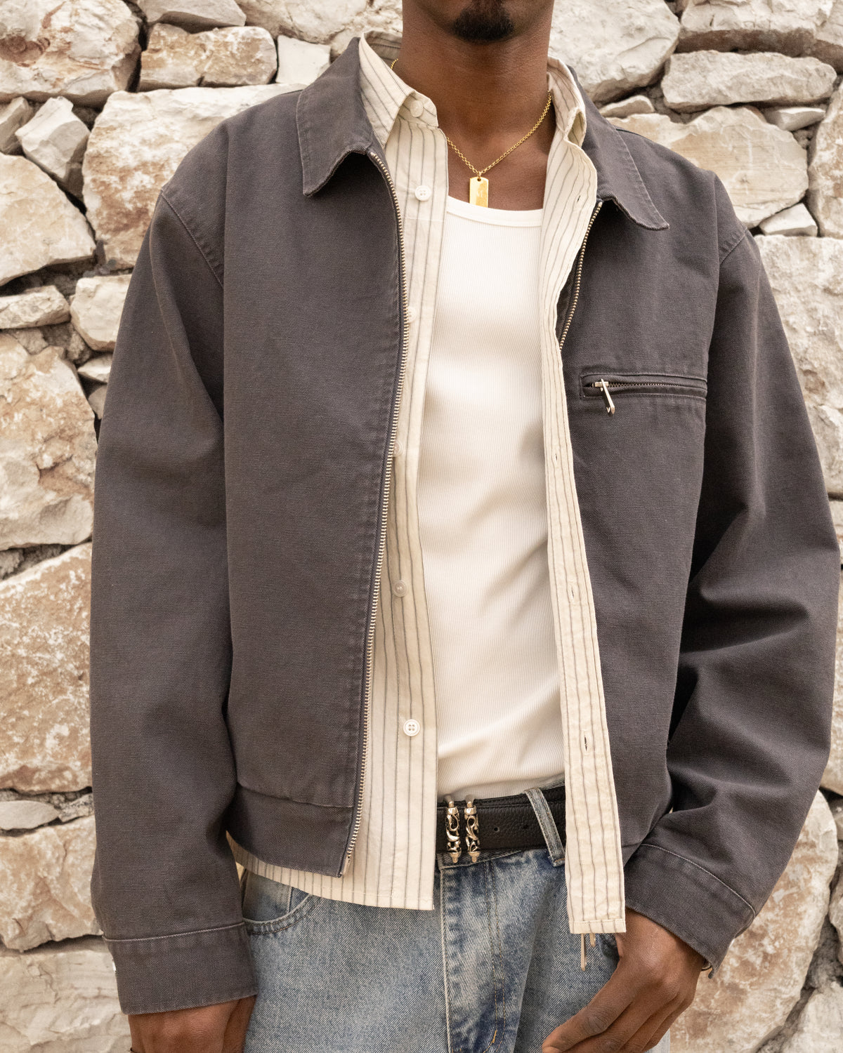 Utility Trucker Jacket - Vintage Grey campaign image 1