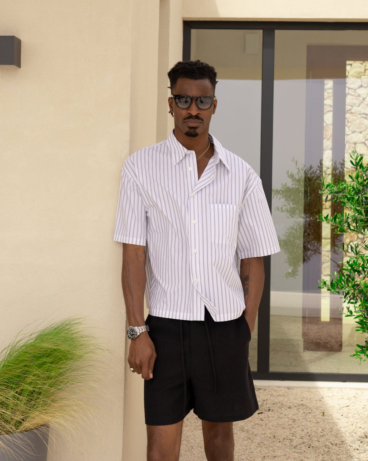 Cropped Shirt - White Pinstripe campaign image 1