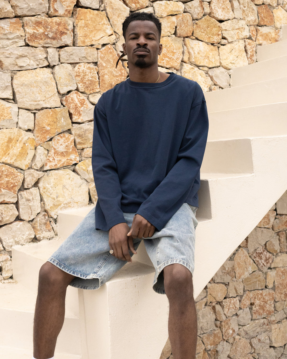 Cropped Long Sleeve T-Shirt - Navy campaign image 1
