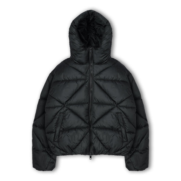 Zip Hooded Puffer Jacket - Black - Destructive