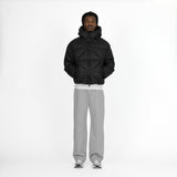 Zip Hooded Puffer Jacket - Black - Destructive