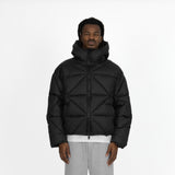 Zip Hooded Puffer Jacket - Black - Destructive