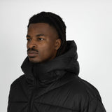 Zip Hooded Puffer Jacket - Black - Destructive