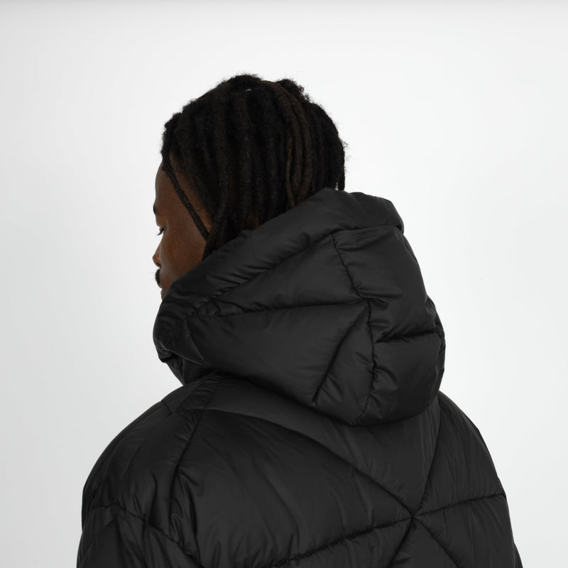 Zip Hooded Puffer Jacket - Black - Destructive