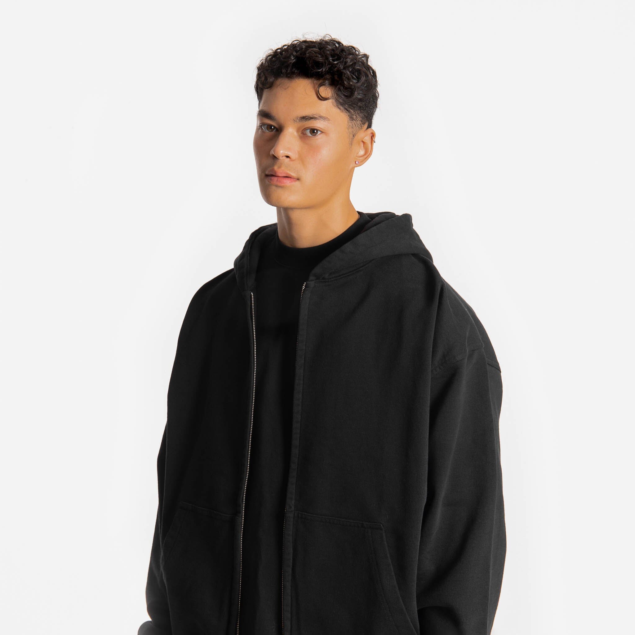 White Black Metal Zip Up Hoodie main image 1