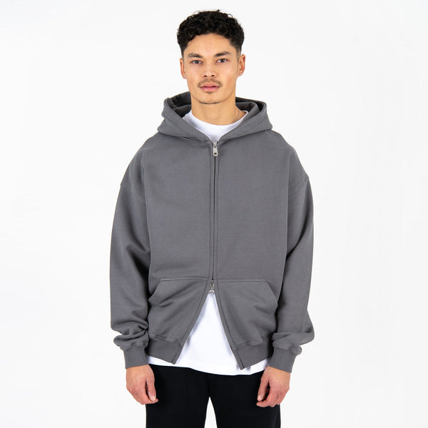 Zip Hoodie - Charcoal - Destructive