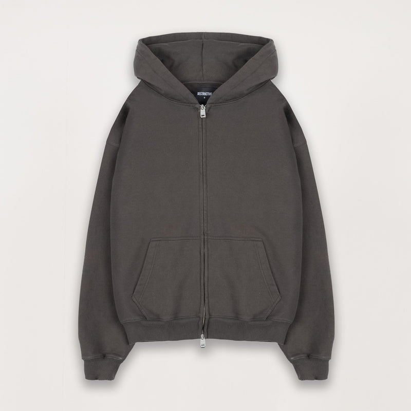 Zip Hoodie - Dark Mocha - Destructive