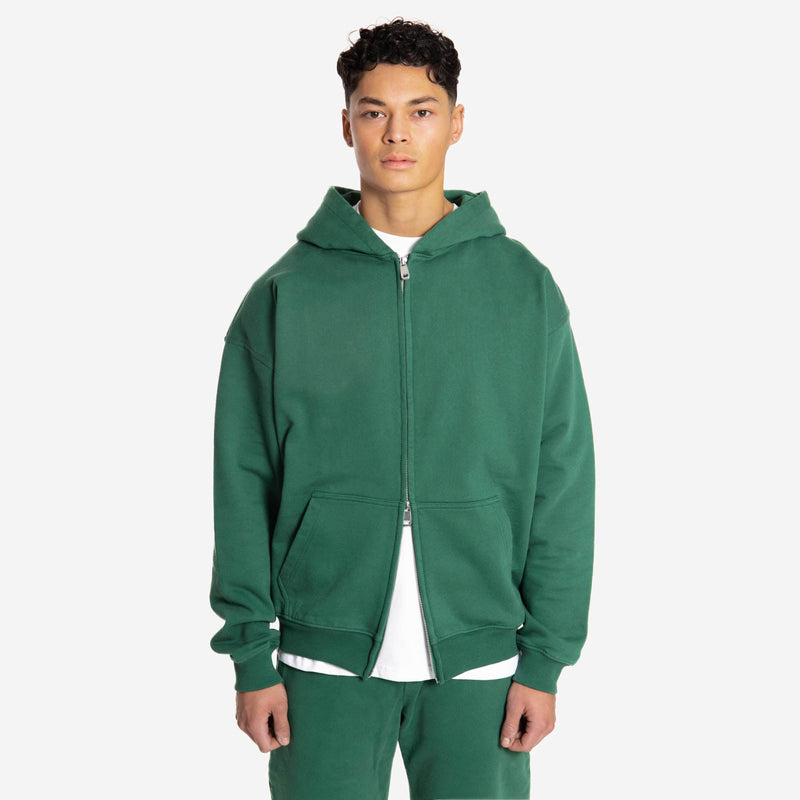 Zip Hoodie - Hunter Green - Destructive