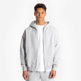 Zip Hoodie - Light Marl Grey - Destructive