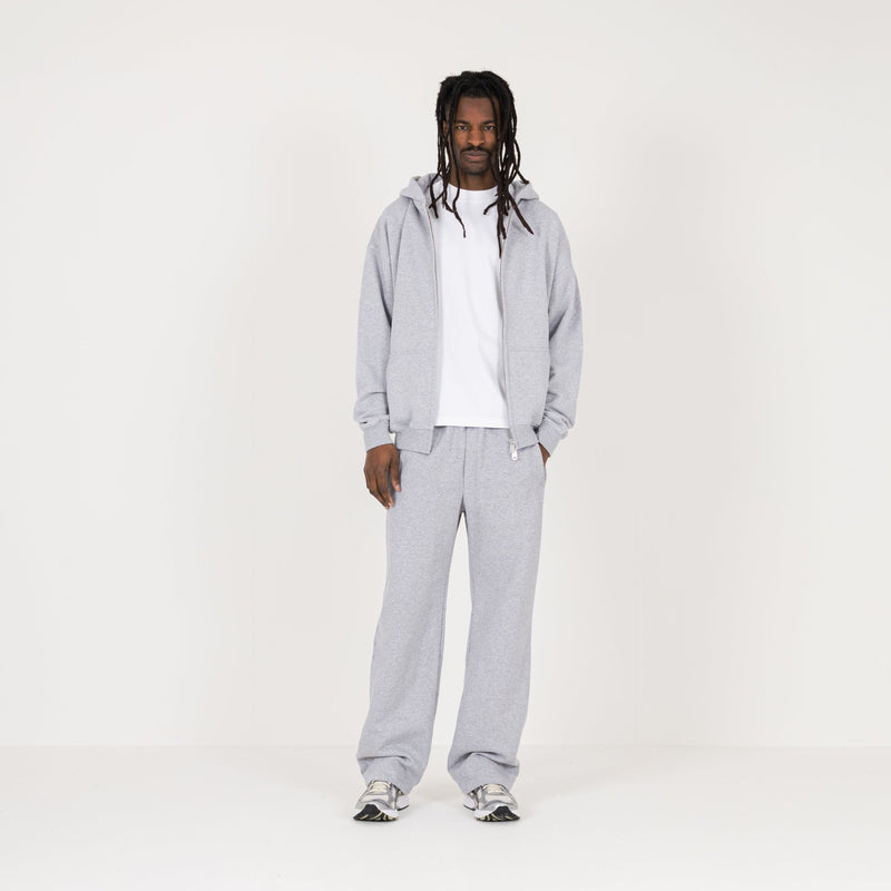 Zip Hoodie - Light Marl Grey - Destructive