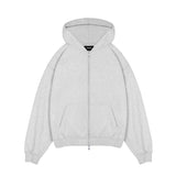 Zip Hoodie - Light Marl Grey - Destructive